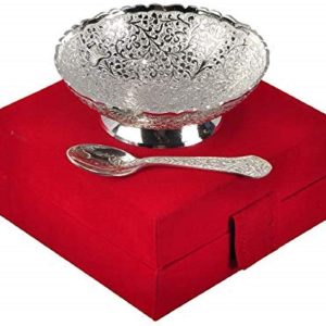 Gift Studio Metal Floral Dessert Bowl - 0.10 liter, 2 Piece, Silver