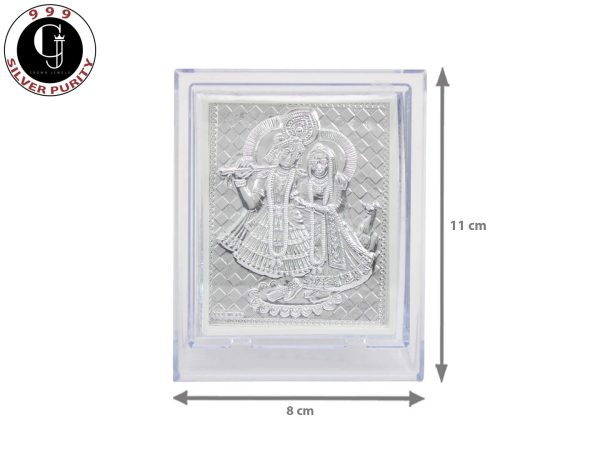Crown Jewels 999 Silver Hindu God Frame for Gift, Hindu Religion Frame for Puja, Sanatan Idol for Home, Occasional Return Gift, Housewarming Gift (11 x 8 CM) (Radhe Shyam) - Image 2