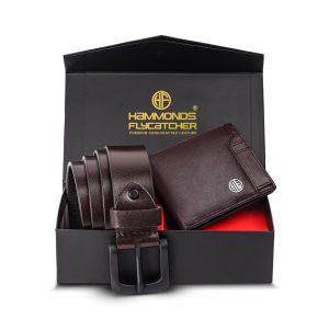 HAMMONDS FLYCATCHER Men's Genuine Leather Belt Wallet Combo, Valentine's Gift for Boyfriend and Husband, Birthday Gift for Boyfriend Unique, Leather Wallet & Belt Combo, Gifting Idea for Friend,Brown